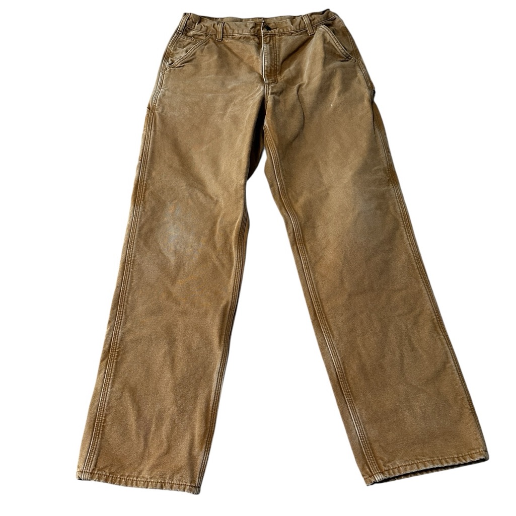 Vtg Carhartt B111 Brown Duck Canvas Work Pants Flannel Lined Men’s 36x36